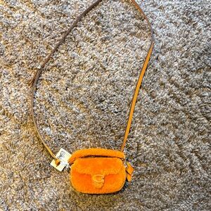 Orange Faux Fur Crossbody Bag